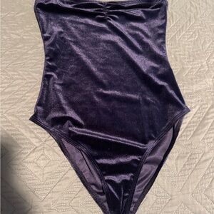Velvet Strapless Bodysuit - Deep Purple/Blue